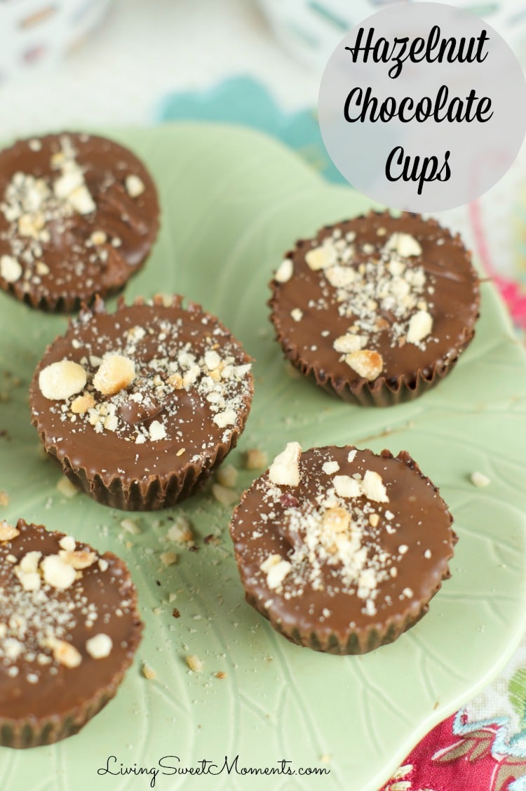 Hazelnut Chocolate Cups - A Copycat Reese's cups but instead of using peanut butter, they are filled with a delicious Nutella cream. Easy and delicious! yum