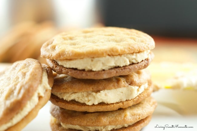 Copycat Nutter Butter Cookies - these homemade peanut butter cookies filled with delicious creamy peanut frosting are more delicious than the original kind.