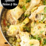 One Pot Spanish Chicken And Rice - Delicious and simple chicken dinner recipe flavored with saffron, veggies and stock that your family will love. I love it