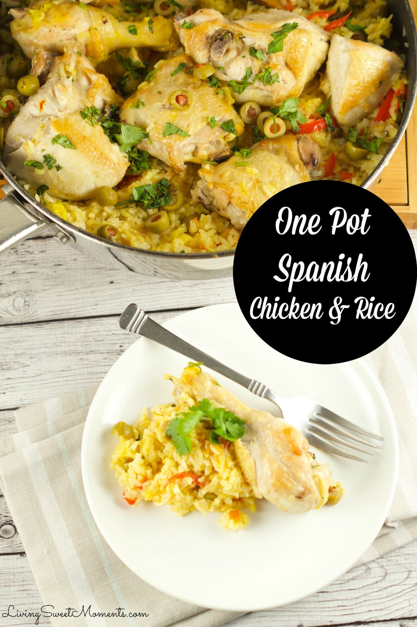One Pot Spanish Chicken And Rice - Delicious and simple chicken dinner recipe flavored with saffron, veggies and stock that your family will love. I love it