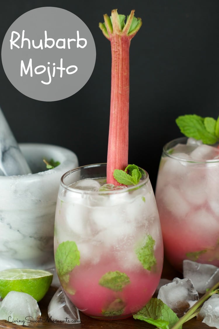 Rhubarb Mojito - delicious sweet cocktail that's refreshing and has lot's of flavor. Enjoy entertaining friends and family with this tasty tropical drink. 