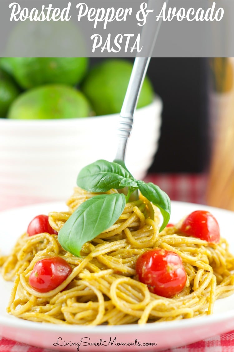 Roasted Pepper and Avocado Pasta - This simple and delicious pasta dish is perfect for a quick weeknight dinner. Yummy Roasted Peppers & avocado pasta sauce 