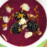 Mixed Berry Gazpacho - a refreshing smoothie bowl featuring berries, pineapple juice and yogurt topped with Brazil Nuts. Perfect breakfast or brunch recipe.