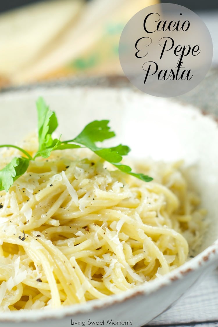 Cacio E Pepe Pasta - Only 5 ingredients needed to make this delicious pasta tossed with fresh pepper and pecorino and parmigiano cheeses. Have dinner on the table in 15 minutes or less. 