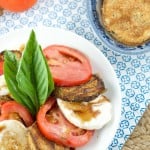 crispy eggplant caprese salad - Crispy baked eggplant, mozzarella cheese and fresh tomatoes served with balsamic glaze. Delicious as a salad or an appetizer