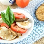 crispy eggplant caprese salad - Crispy baked eggplant, mozzarella cheese and fresh tomatoes served with balsamic glaze. Delicious as a salad or an appetizer