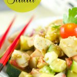 Surimi Salad served with sesame dressing for an easy and low fat dinner idea. Avocados, cucumbers and other veggies come together in a crunchy filling salad