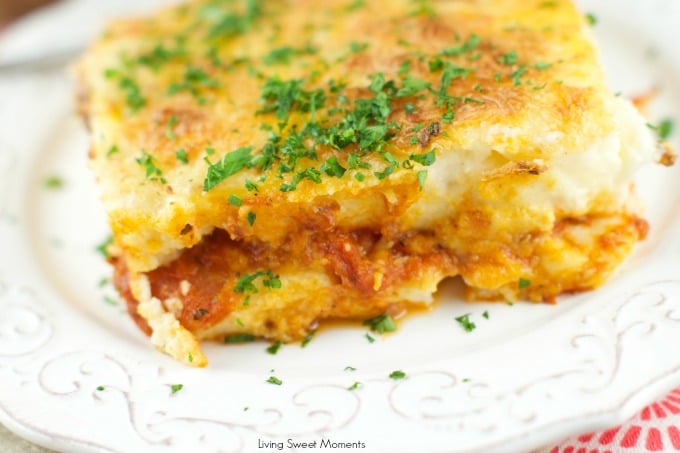 Baked polenta with Mascarpone and tomato sauce Recipe: delicious vegetarian dinner entree. Soft polenta made with mascarpone cheese and baked with tomato sauce 