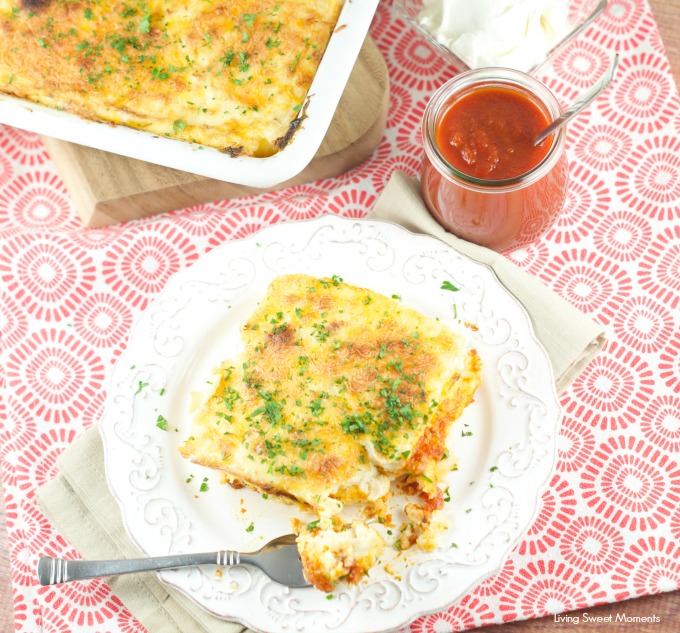 Baked polenta with Mascarpone and tomato sauce Recipe: delicious vegetarian dinner entree. Soft polenta made with mascarpone cheese and baked with tomato sauce 