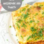 Baked polenta with Mascarpone and tomato sauce Recipe: delicious vegetarian dinner entree. Soft polenta made with mascarpone cheese and baked with tomato sauce