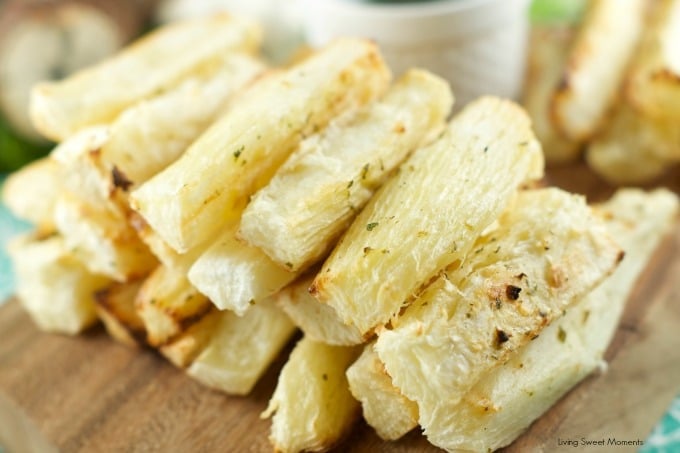 Grilled Yuca with Garlic Mojo Sauce: delicious yucas are smothered with garlic mojo sauce and then grilled until crispy. Great summer side dish to any meal