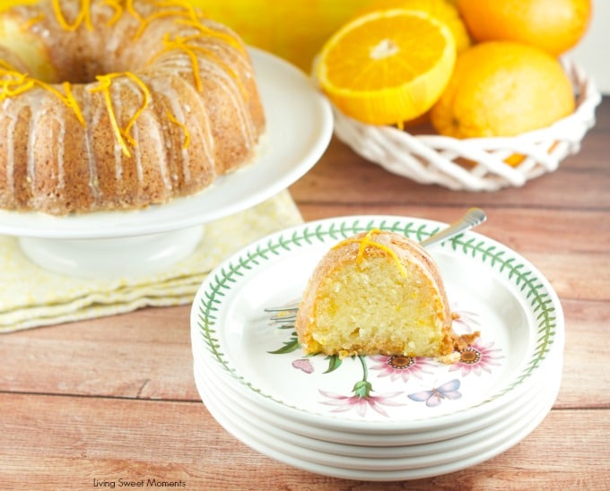 Glazed Orange Bundt Cake Recipe: delicious orange soaked bundt cake topped with a sweet orange glaze. The perfect dessert or breakfast for any occasion. Find the recipe on www.livingsweetmoments.com