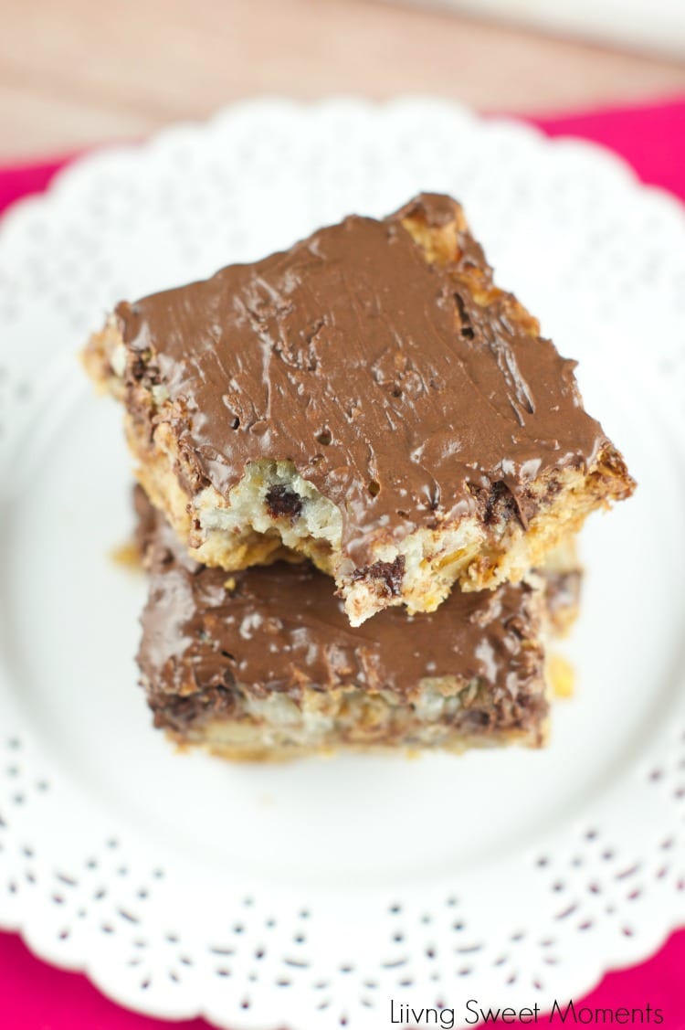 Hello Dolly Bars: these magic bars are made a graham cracker crust, chocolate chips, walnuts, cereal, coconut and more. Perfect dessert for any holiday or get together!