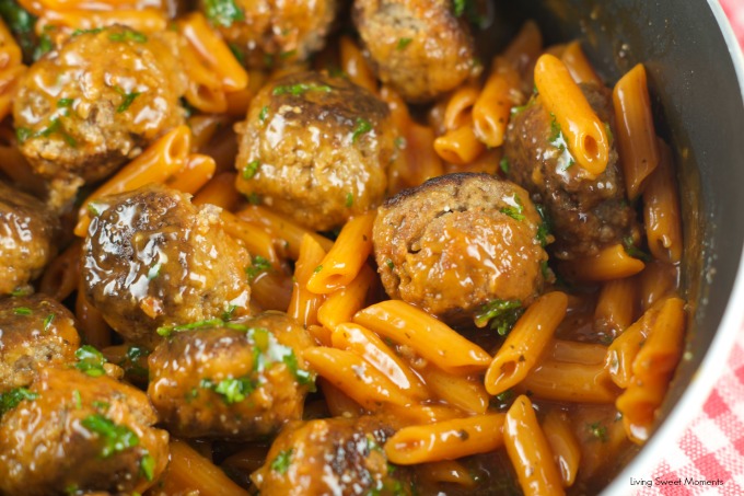 One Pan Pasta And Meatballs - Living Sweet Moments