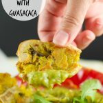 Baked Tostones With Guasacaca Sauce Recipe: easy plantains are crispy baked and served with a Venezuelan avocado dip that's perfect as a dinner side dish.