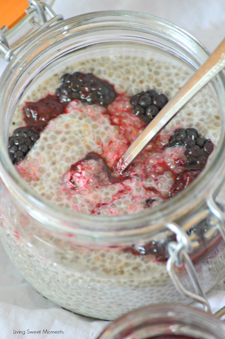 Chia Pudding With Berry Sauce: delicious and healthy breakfast and brunch idea. Gluten free chia pudding is paired with a homemade berry sauce. Easy and yumny!