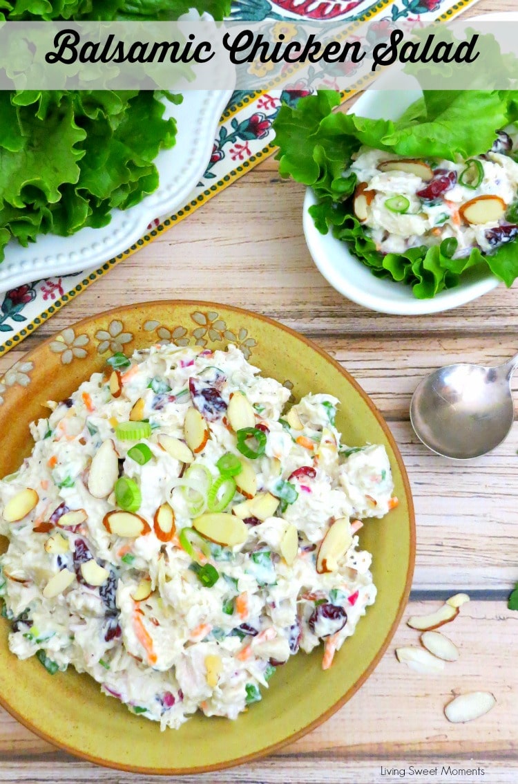 Balsamic Chicken Salad - this easy summer recipe can be enjoyed in a sandwich or alone. Perfect for a quick lunch and a great way to use leftover chicken. 