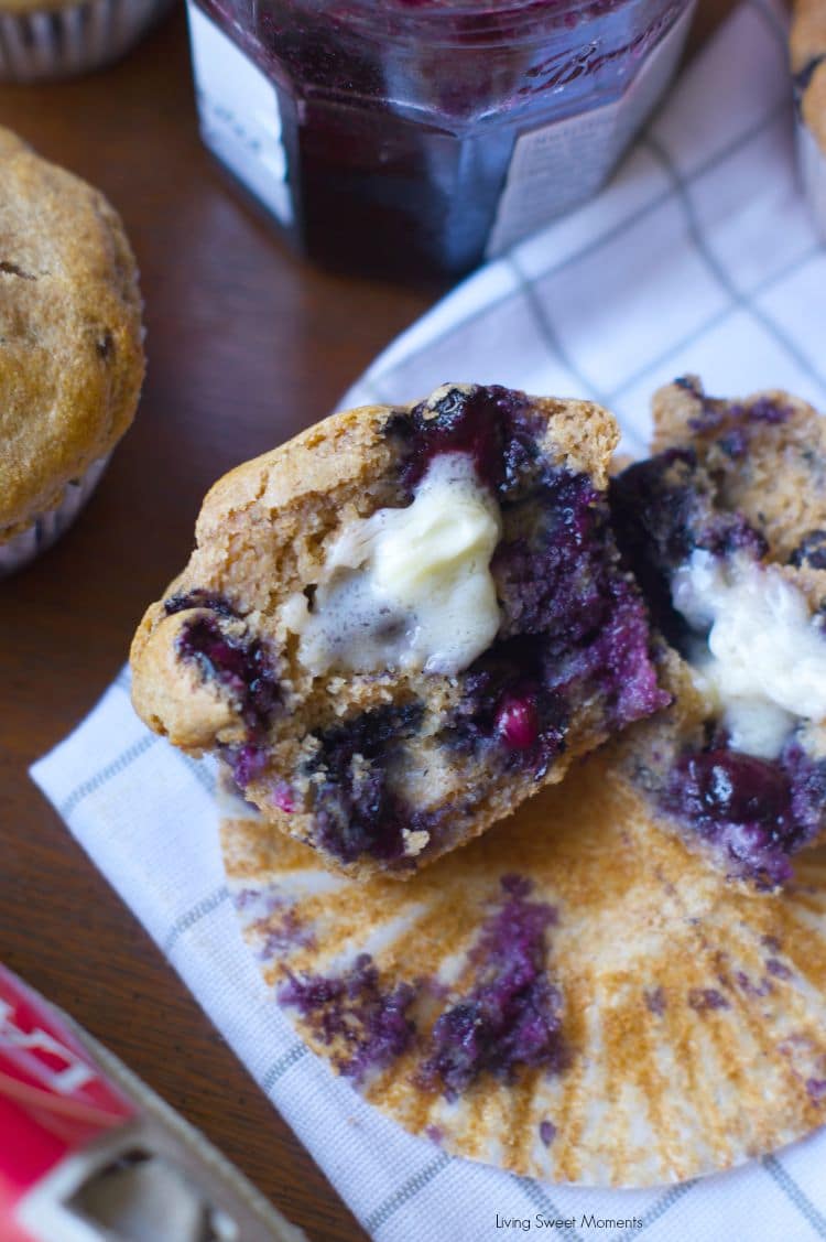Banana Blueberry Muffins: these moist and flavorful muffins are made with whole wheat flour and wholesome ingredients for a satisfying breakfast or brunch.