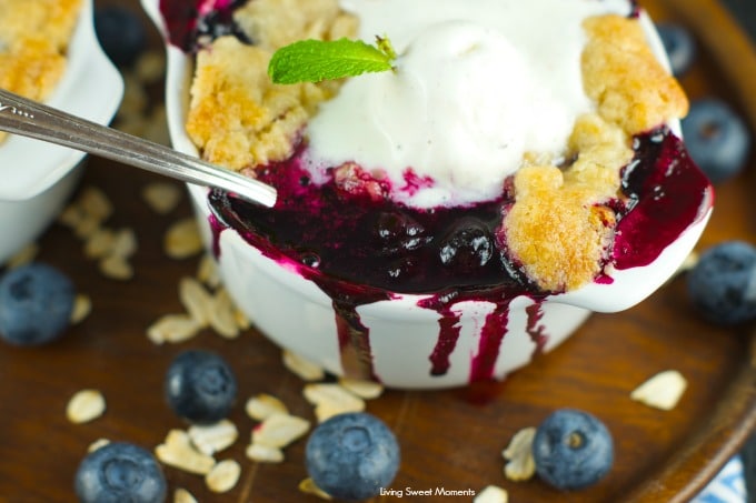 Blueberry Cobbler - A Warm delicious dessert that's tangy and sweet at the same time. Serve with a dollop of vanilla ice cream and you'll be in heaven. Yum!