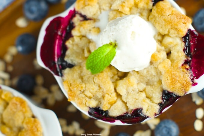 Blueberry Cobbler - A Warm delicious dessert that's tangy and sweet at the same time. Serve with a dollop of vanilla ice cream and you'll be in heaven. Yum!