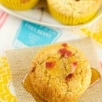 Maple Bacon Corn Muffins - these moist muffins are bursting with flavor! Easy to make and delicious. The batter is filled with bacon bits and maple flavor, making them the perfect brunch or breakfast recipe!