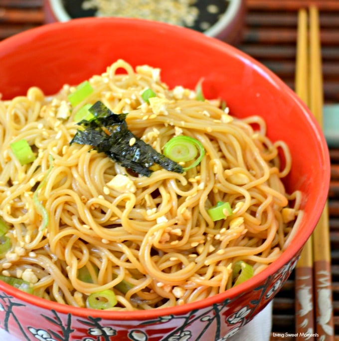 Easy Peanut Noodles - This quick weeknight dinner is easy to make and delicious. Features rice noodles tossed with a soy peanut sauce. It's vegetarian & GF.