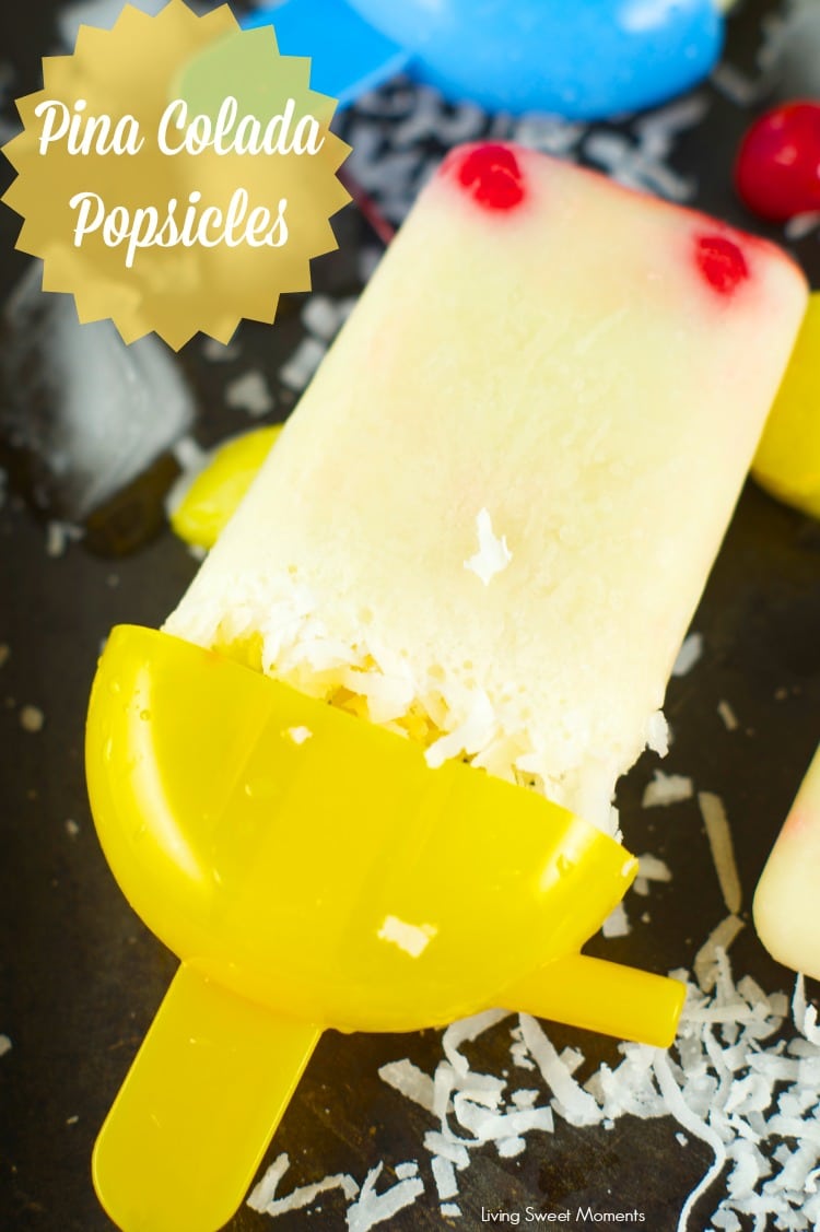 Pina Colada Popsicles - only 5 ingredients needed to make this delicious frozen treat. Enjoy the delicious flavor of your favorite virgin cocktail in a fun way