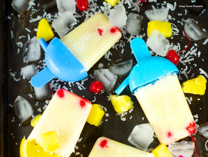 Pina Colada Popsicles - only 5 ingredients needed to make this delicious frozen treat. Enjoy the delicious flavor of your favorite virgin cocktail in a fun way