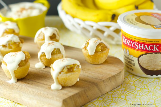 Bananas Foster Cookie Cups- chewy cookie cups filled with rice pudding and topped with homemade bananas foster. An easy to make dessert for any occasion