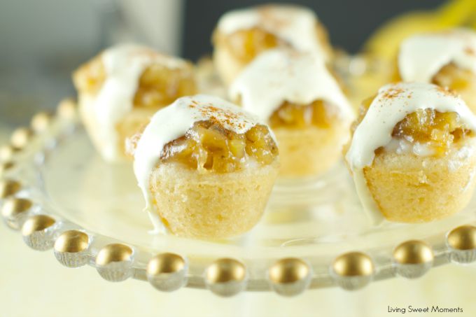 Bananas Foster Cookie Cups- chewy cookie cups filled with rice pudding and topped with homemade bananas foster. An easy to make dessert for any occasion
