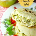 Delicious Venezuelan Arepas filled with the best avocado chicken salad. Perfect for a quick lunch and dinner! Use it in sandwiches, arepas or by itself! Yum
