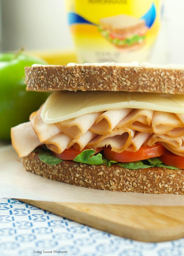 Kid Friendly Turkey Sandwich - loaded with meat, veggies, jelly and mayo for an delicious and healthy lunchbox item. Plus a great idea to send notes to kids