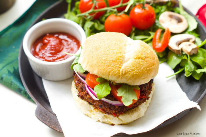 Veggie Burger - These vegan and GF veggie burgers are so good!. They are a healthy alternative to the original hamburger. Made with quinoa and black beans.