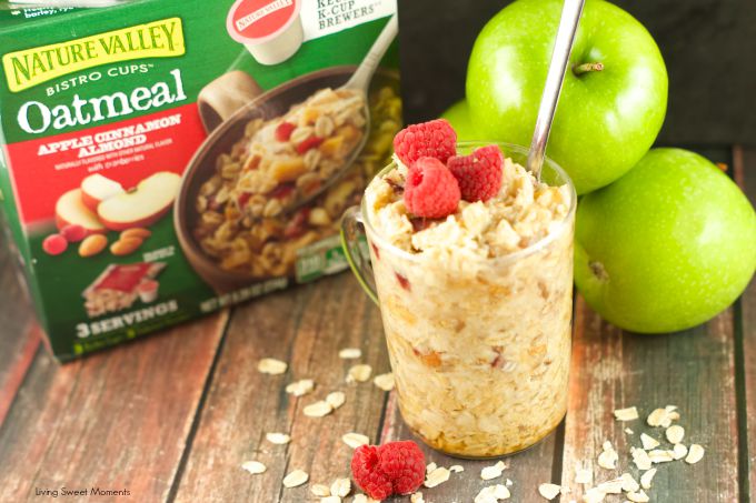 Instant Apple Cinnamon Almond Oatmeal - Have breakfast in seconds using the Nature Valley Bistro Cups! Use your coffee machine to brew your breakfast. Cool!