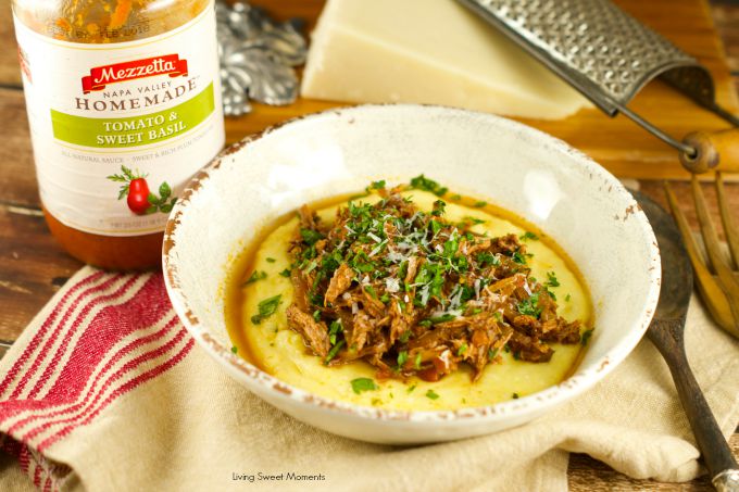 Crock Pot Braised Beef Ragu With Polenta: delicious and comforting dinner idea. Super easy to make and perfect for the whole family. Perfect for the winter.