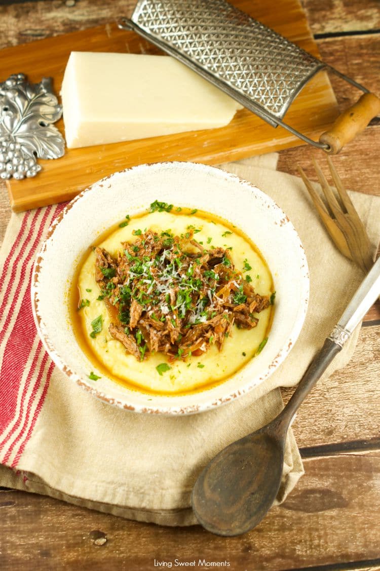 Crock Pot Braised Beef Ragu With Polenta: delicious and comforting dinner idea. Super easy to make and perfect for the whole family. Perfect for the winter.