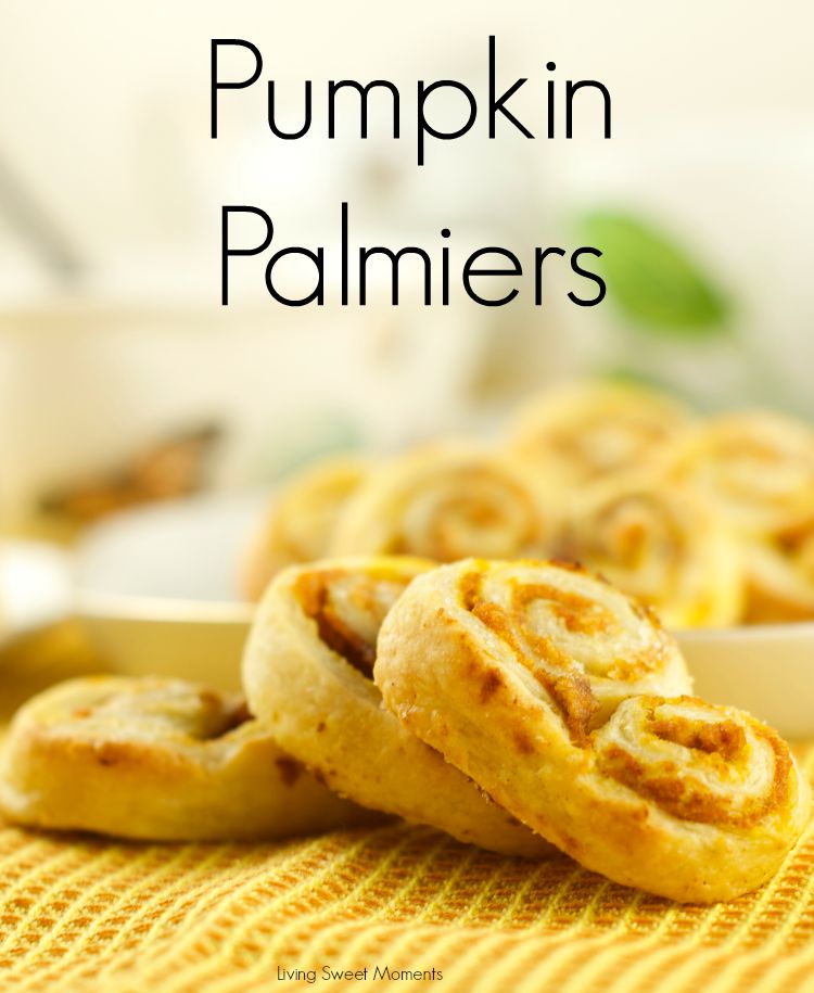 Pumpkin Palmiers: delicious crispy cookies filled with pumpkin and spice. Perfect treat and dessert for the fall. Only 4 ingredients needed! Easy and quick!