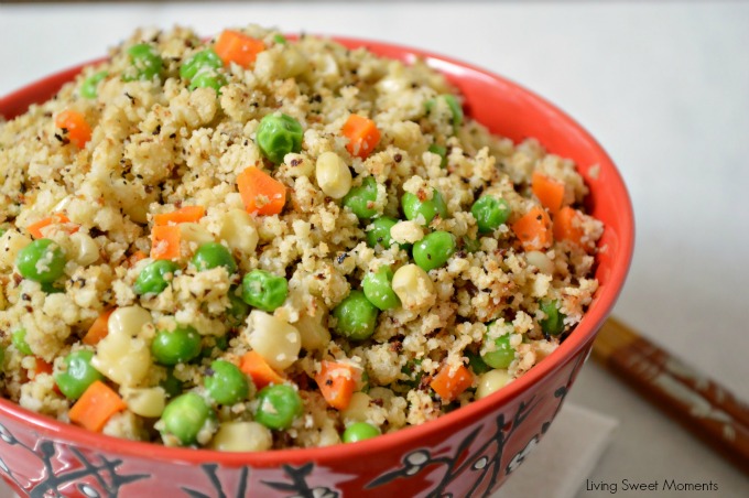 Cauliflower Fried Rice - Healthy, low-carb, and seriously tasty! Tastes so much like the Chinese takeout but without the guilt. Perfect healthy side dish. 