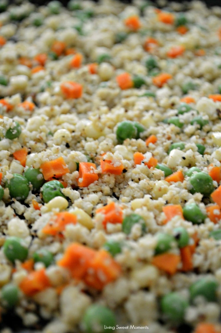 Cauliflower Fried Rice - Healthy, low-carb, and seriously tasty! Tastes so much like the Chinese takeout but without the guilt. Perfect healthy side dish. 