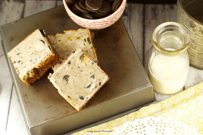 Oreo Cheesecake Brownie Bars - delicious bars with a fudgy brownie bottom topped with a creamy oreo cheesecake. The perfect dessert for any occasion. Yummy!