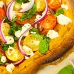 Pumpkin Hummus Pizza With Veggies - delicious and addicting appetizer to make for game day! Yummy crispy pizza with pumpkin hummus goat cheese and veggies.