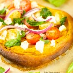 Pumpkin Hummus Pizza With Veggies - delicious and addicting appetizer to make for game day! Yummy crispy pizza with pumpkin hummus goat cheese and veggies.