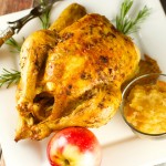 Rosemary Roasted Chicken With Applesauce - delicious juicy chicken served with a side of roasted applesauce. Super easy to make and perfect for dinner. Yum