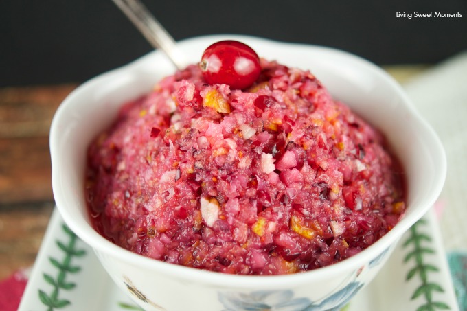 This no-cook Cranberry Chutney has only 4 ingredients and is perfect to serve with turkey or as a spread with crackers. Perfect for your holiday meal. Yum!!