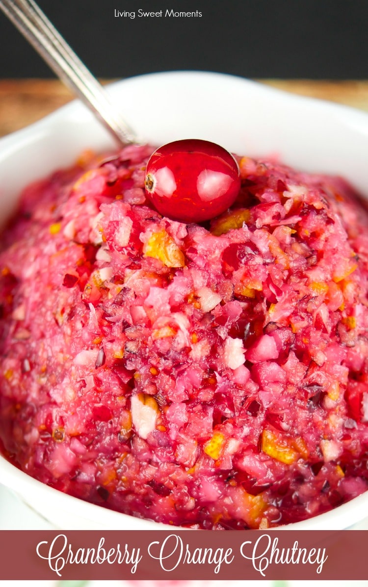 This no-cook Cranberry Chutney has only 4 ingredients and is perfect to serve with turkey or as a spread with crackers. Perfect for your holiday meal. Yum!!