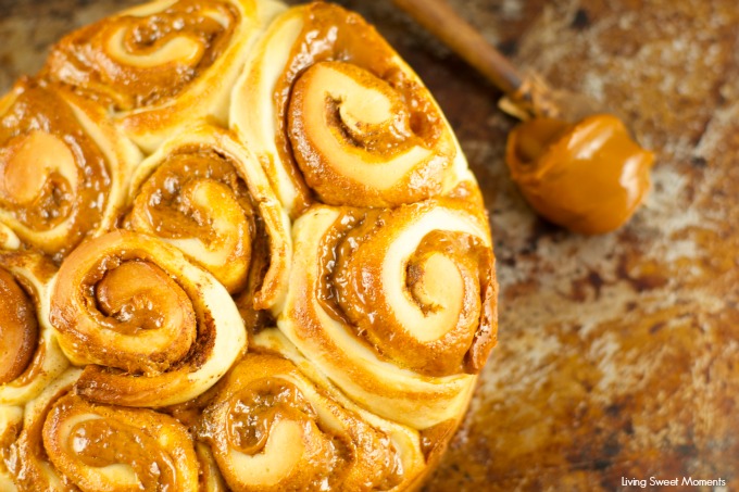 Dulce De Leche Cinnamon Rolls - these homemade cinnamon rolls are made from scratch and filled with delicious dulce de leche. Perfect for brunch or dessert. 