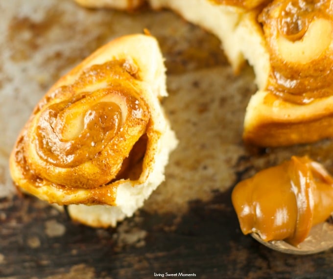 Dulce De Leche Cinnamon Rolls - these homemade cinnamon rolls are made from scratch and filled with delicious dulce de leche. Perfect for brunch or dessert. 