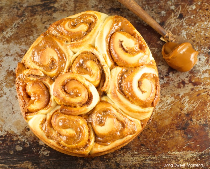 Dulce De Leche Cinnamon Rolls - these homemade cinnamon rolls are made from scratch and filled with delicious dulce de leche. Perfect for brunch or dessert. 