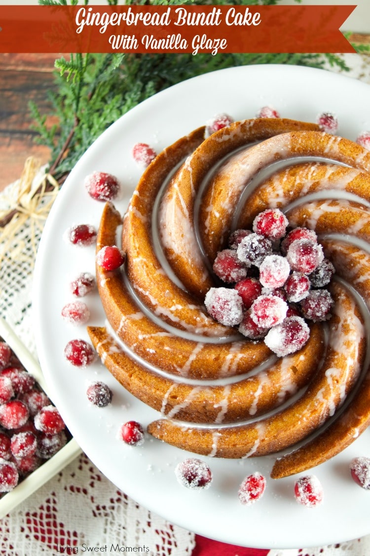 This Gingerbread Bundt Cake With Vanilla Glaze is moist, easy to make and delicious. The perfect Holiday dessert for parties, Breakfast and even brunch. Yum