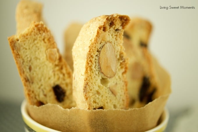 These delectable Italian Cherry Almond Biscotti (Cantucci) are the perfect cookies to dip in wine, coffee and hot cocoa for breakfast, snack or dessert. Yummy!